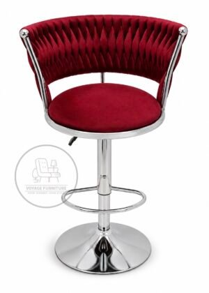 Velvet Tufted Bar Stool – Adjustable Chrome Base | Voyage Furniture