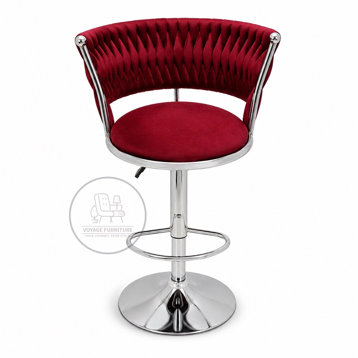 Velvet Tufted Bar Stool – Adjustable Chrome Base | Voyage Furniture