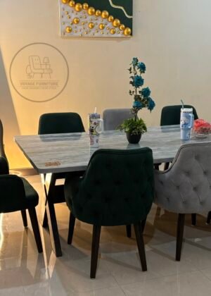 8 Seater Modern Dining Table Set | 8ft x 4ft Dining Table with Towel Chairs