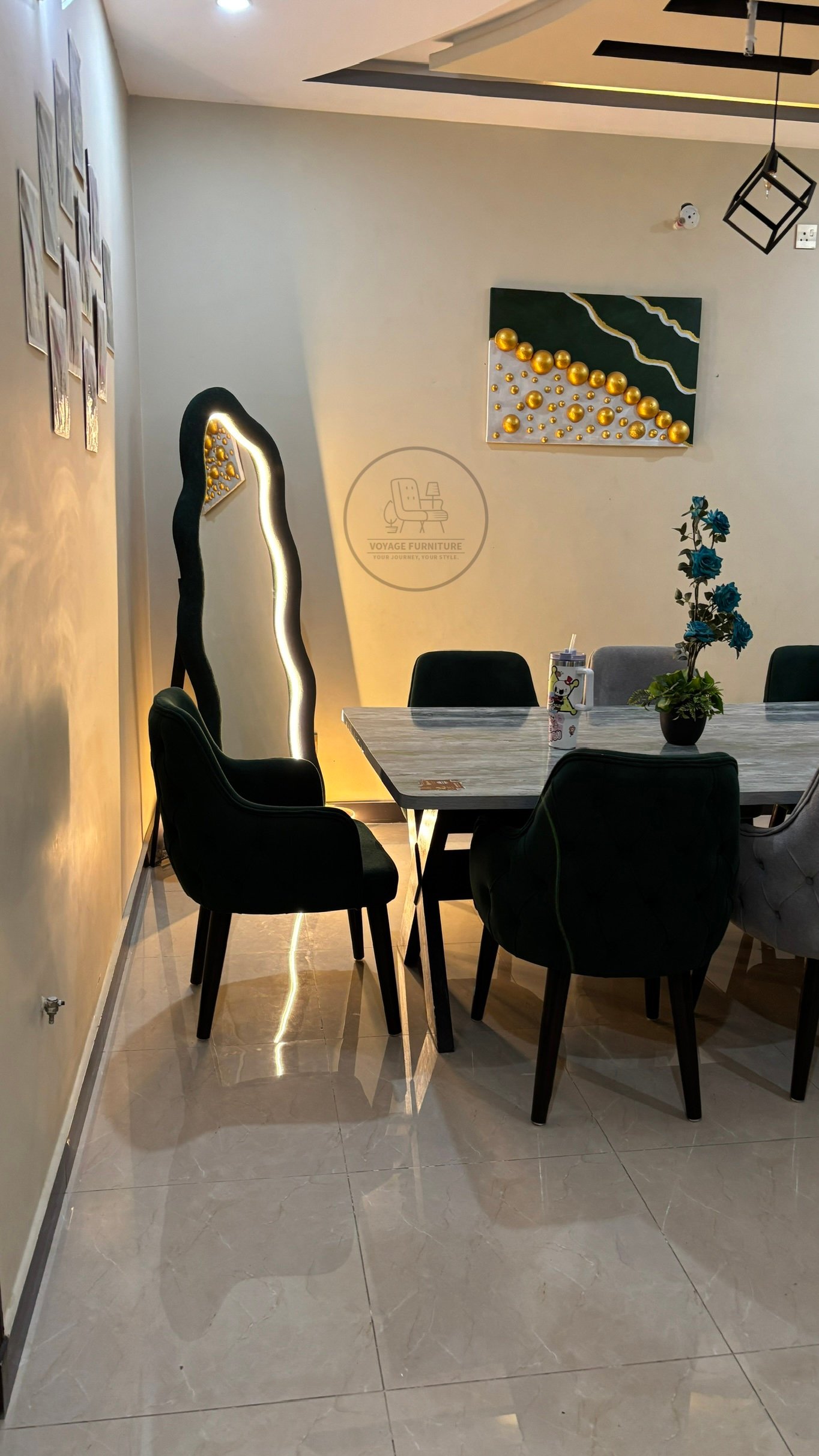 8 Seater Modern Dining Table Set | 8ft x 4ft Dining Table with Towel Chairs - Image 3
