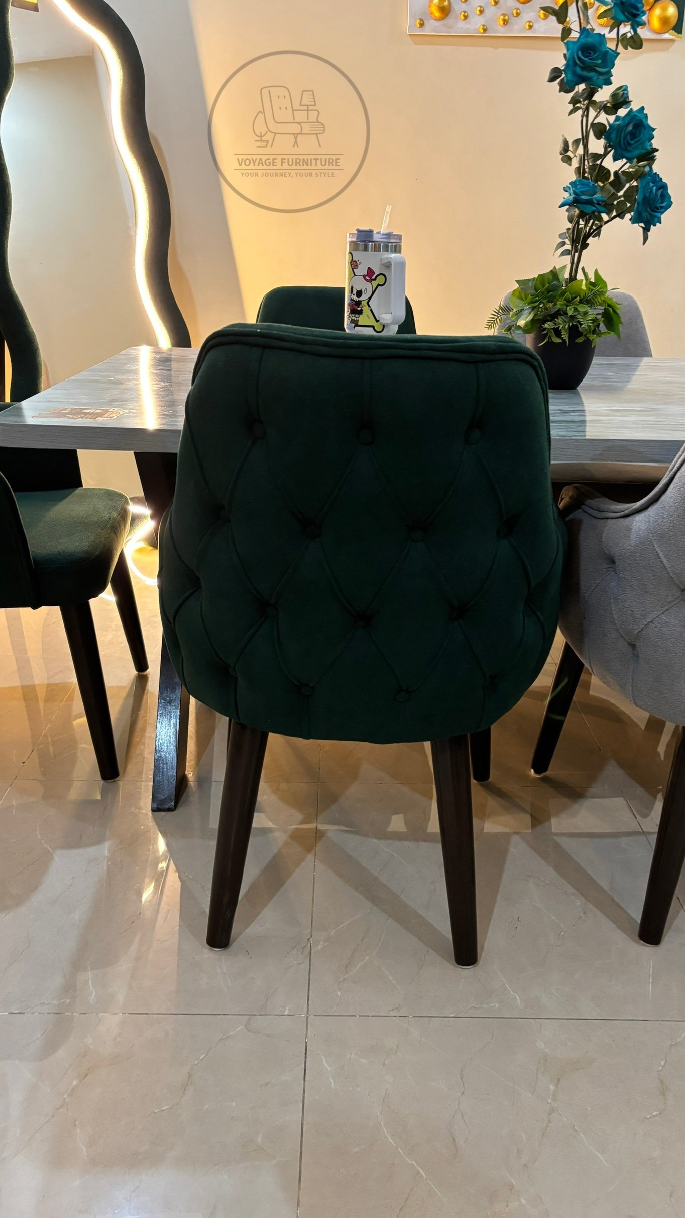 8 Seater Modern Dining Table Set | 8ft x 4ft Dining Table with Towel Chairs - Image 2
