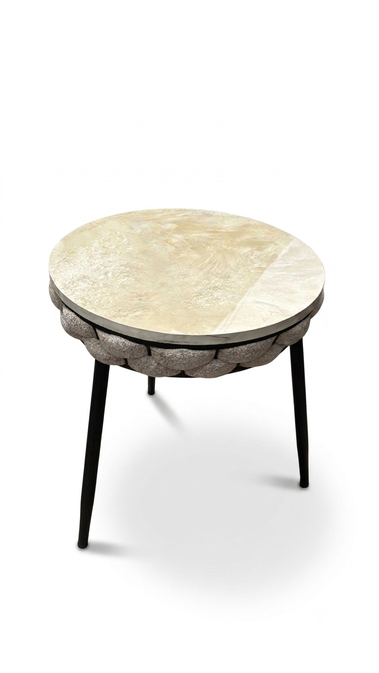 Modern Bouclé Accent Chair with Matching Side Table - Image 3